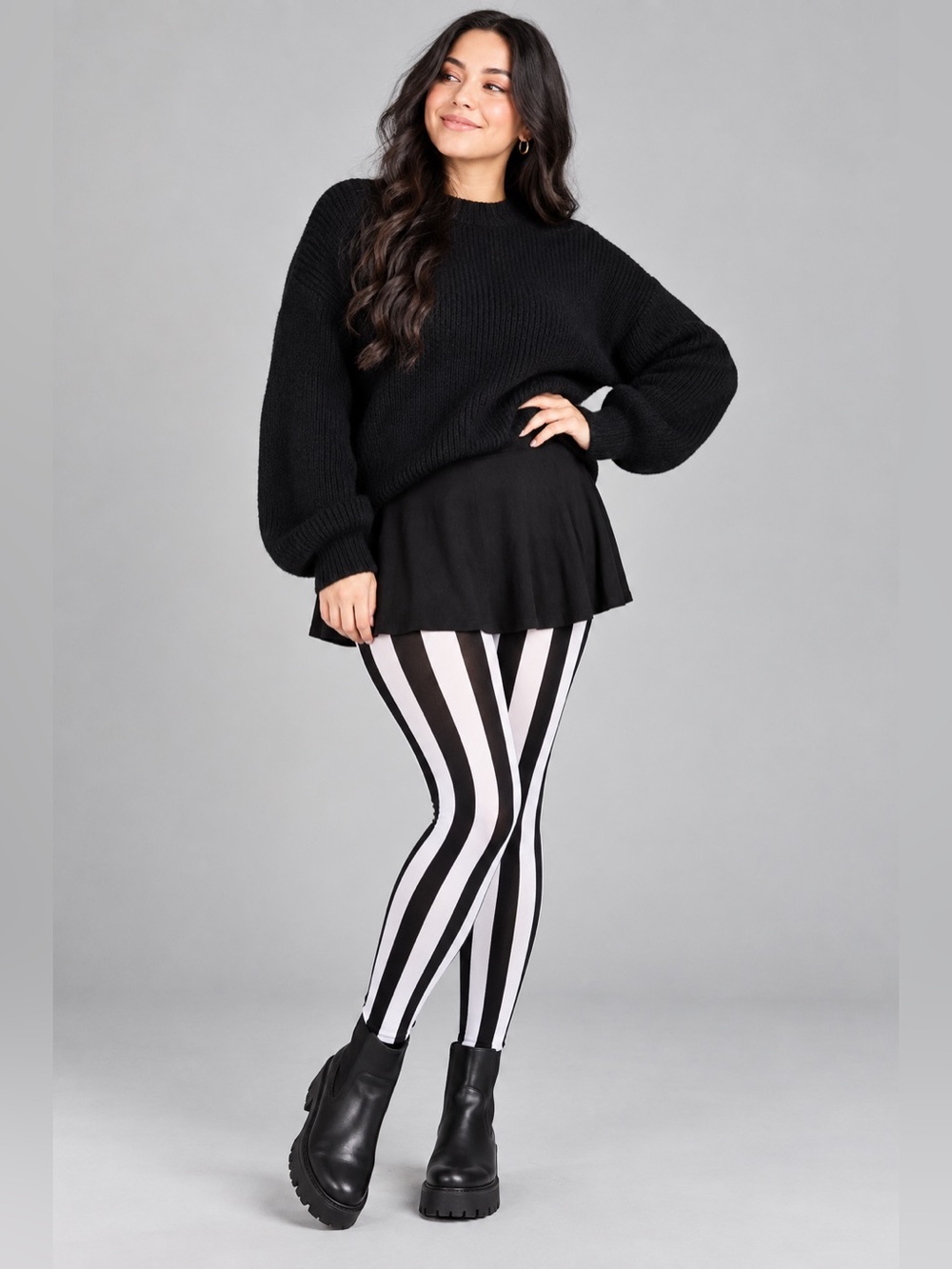 Snag Tights Betelgeuse Black White Striped Tights Size E New Unworn